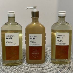 BBW Aroma Mindful Pause Body Lotion and Body Wash Foam Bath Set of 3 NWT